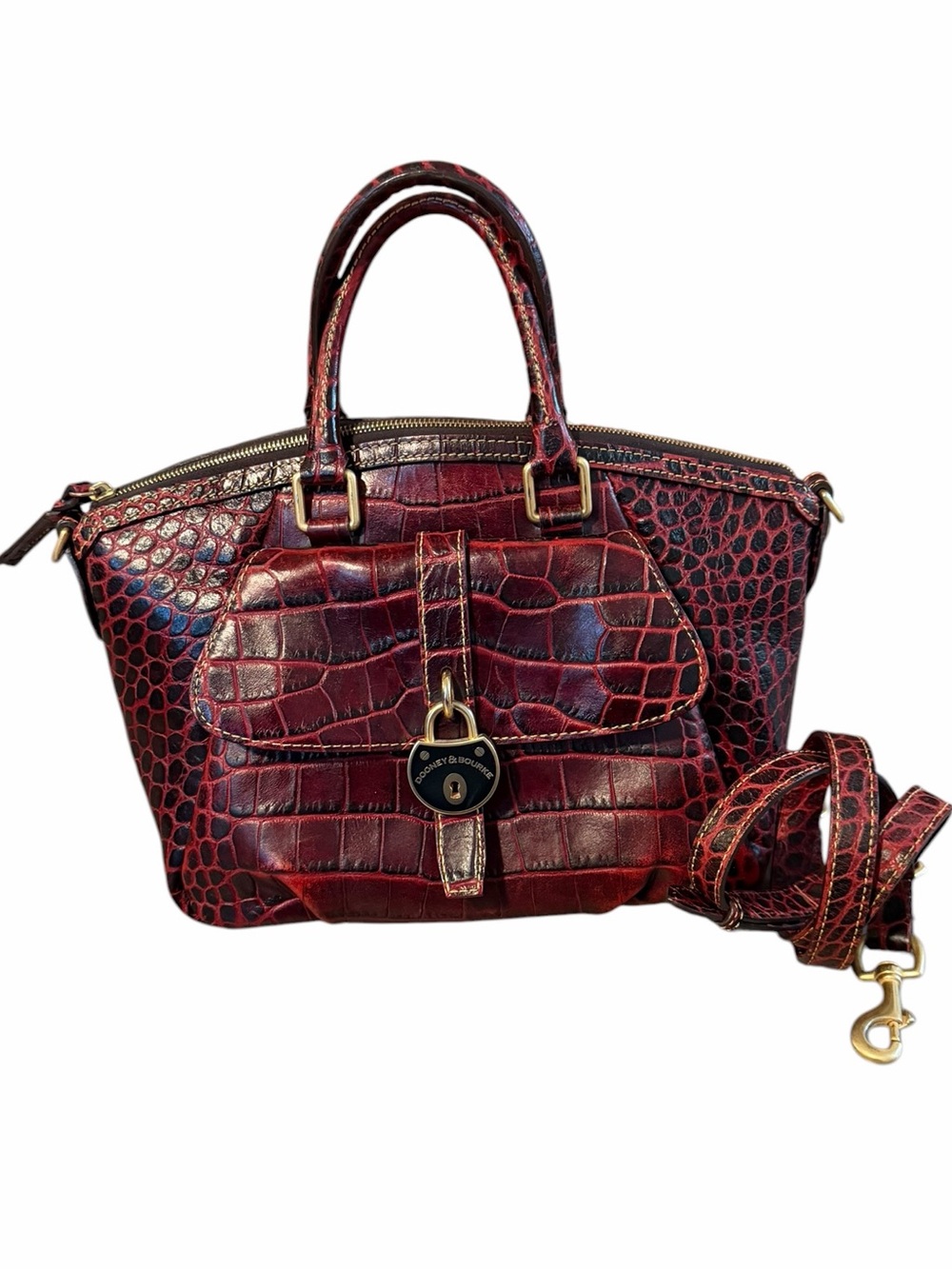 Dooney & Bourke Vintage Campbell Croco Embossed Leather Satchel